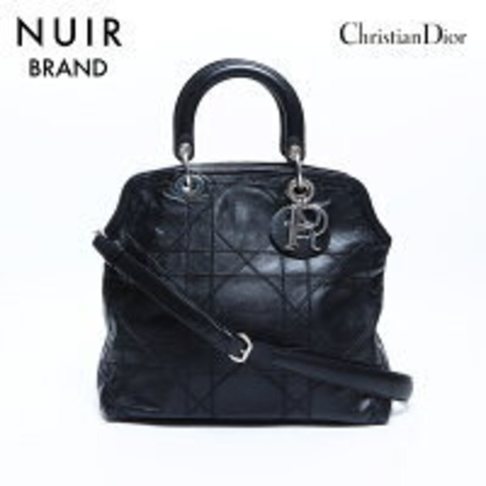 Christian Dior Cannage Leather Handbag Black